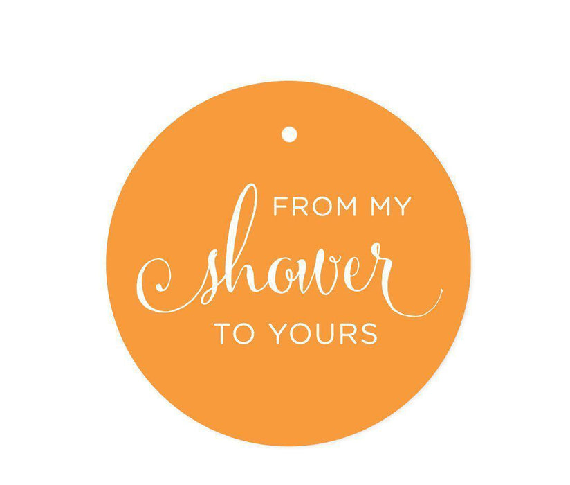 From My Shower to Yours Round Circle Favor Gift Tags-Set of 24-Andaz Press-Orange-