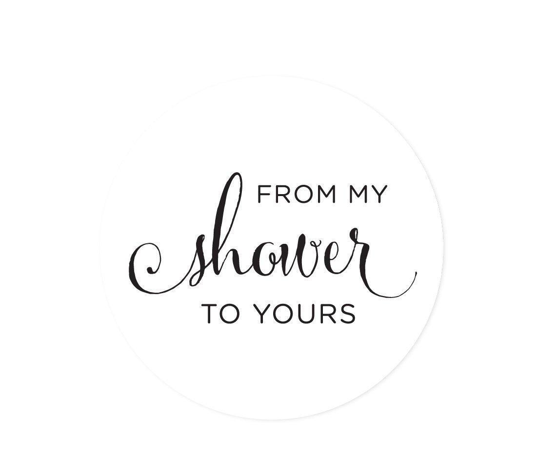 From My Shower to Yours Round Circle Favor Gift Tags-Set of 24-Andaz Press-White-