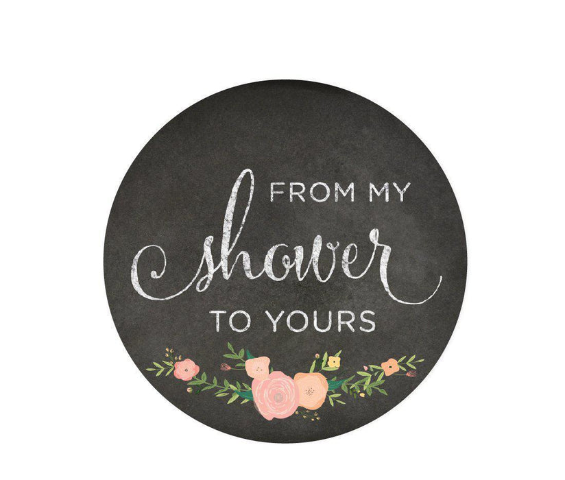 From My Shower to Yours Round Circle Label Stickers, Chalkboard Floral Roses-Set of 40-Andaz Press-