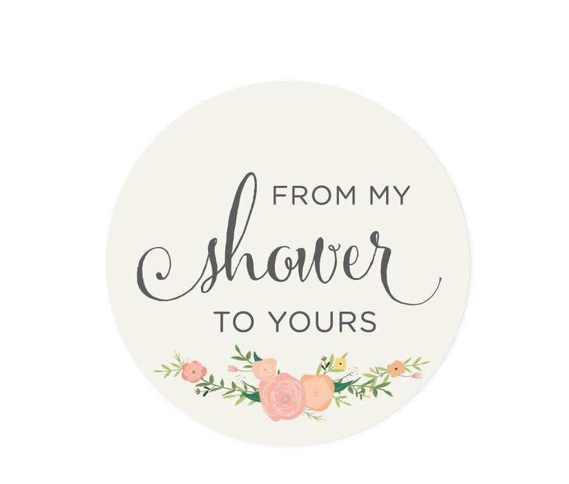 From My Shower to Yours Round Circle Label Stickers, Floral Roses-Set of 40-Andaz Press-