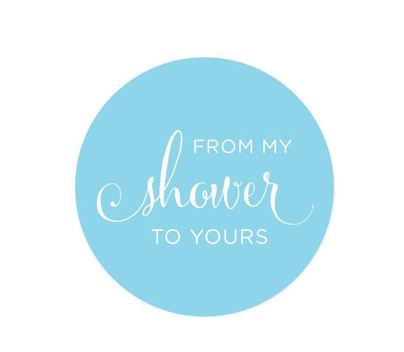 From My Shower to Yours Round Circle Label Stickers-Set of 40-Andaz Press-Baby Blue-