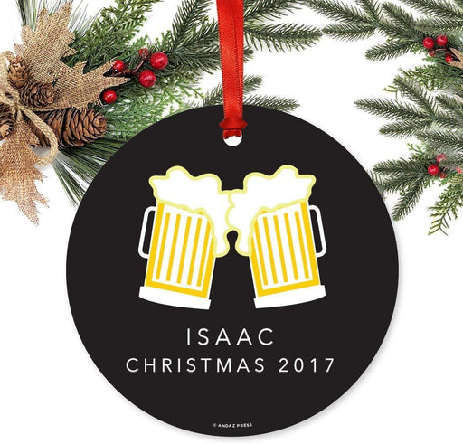 Fully Personalized Metal Christmas Ornament Beer Mug-Set of 1-Andaz Press-