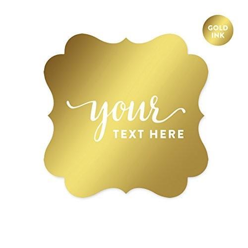 Fully Personalized Metallic Gold Ink Fancy Frame Square Favor Gift Tags-Set of 24-Andaz Press-