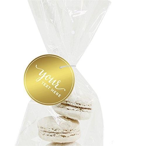Fully Personalized Metallic Gold Ink Round Circle Favor Gift Tags-Set of 24-Andaz Press-