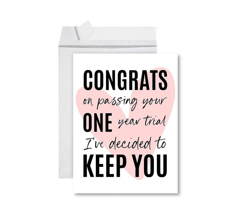 Funny 1st Year Wedding Anniversary Jumbo Card with Envelope, Anniversary Card for Wife, Husband-Set of 1-Andaz Press-Anniversary You Will Never Forget-
