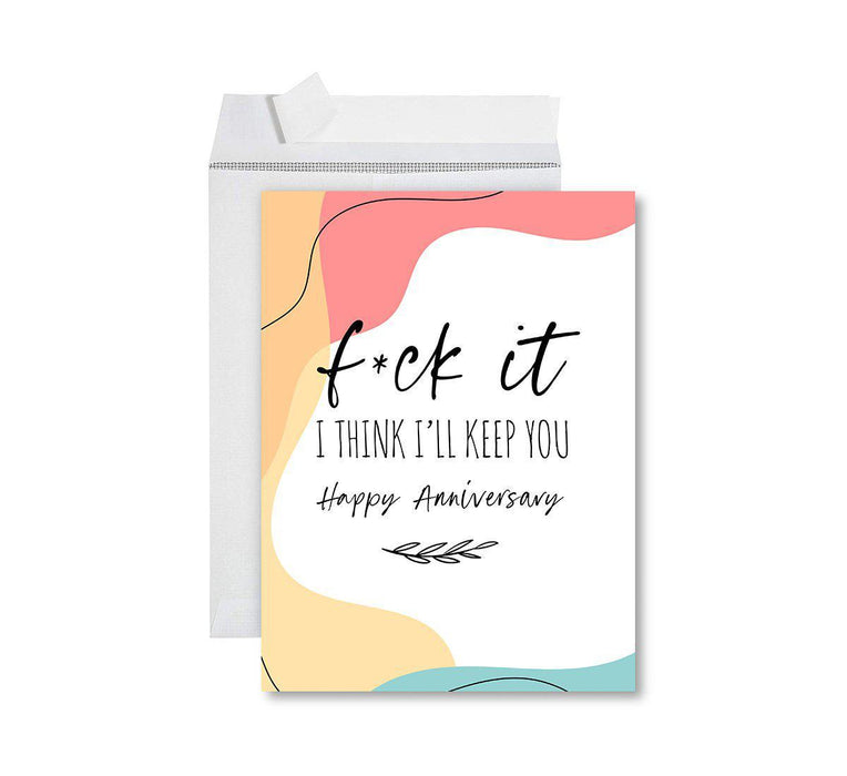 Funny 1st Year Wedding Anniversary Jumbo Card with Envelope, Anniversary Card for Wife, Husband-Set of 1-Andaz Press-Fuck It I Think I'll Keep You-