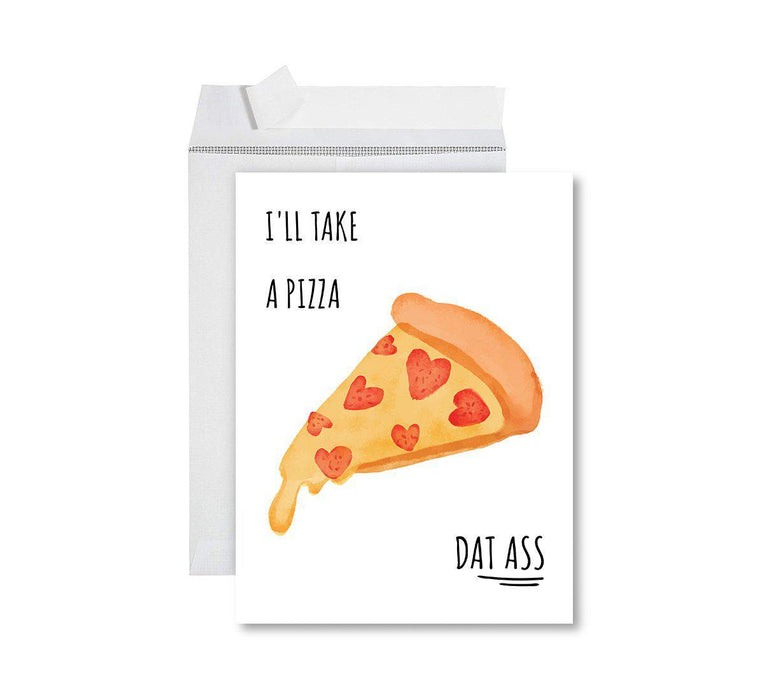 Funny 1st Year Wedding Anniversary Jumbo Card with Envelope, Anniversary Card for Wife, Husband-Set of 1-Andaz Press-I'll Take A Pizza Dat Ass-