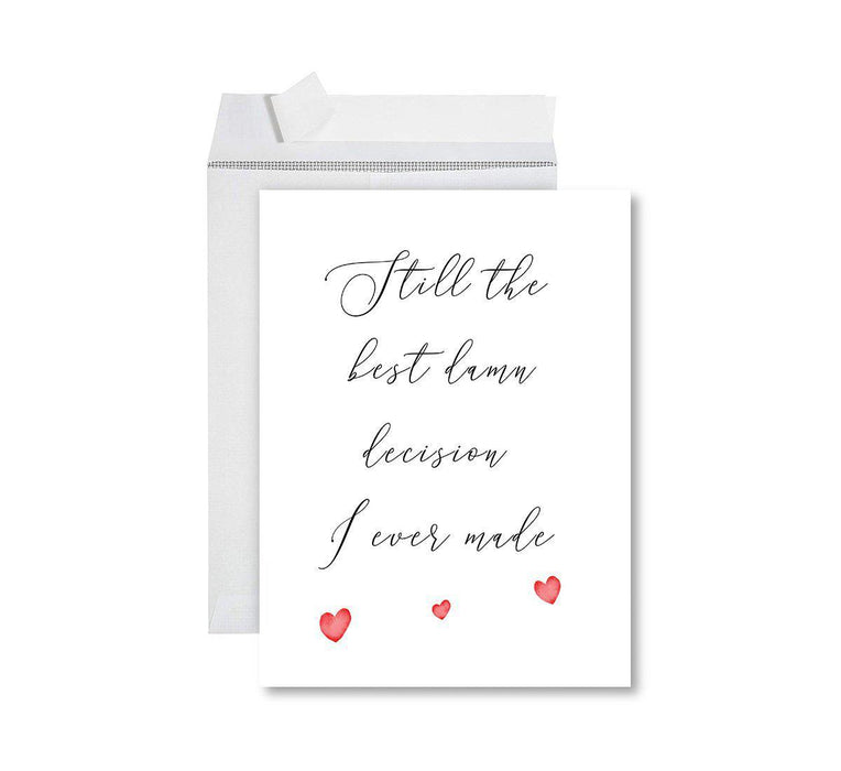 Funny 1st Year Wedding Anniversary Jumbo Card with Envelope, Anniversary Card for Wife, Husband-Set of 1-Andaz Press-Still The Best Damn Decision-
