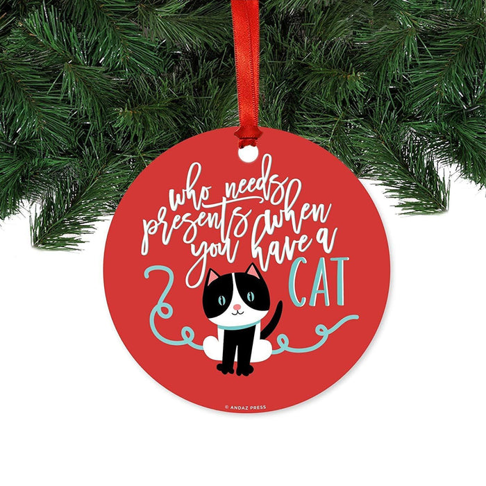 Funny Animal Metal Christmas Ornament-Set of 1-Andaz Press-We Woof You a Merry Christmas-