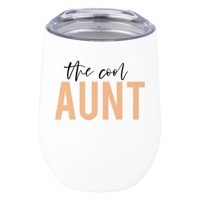 Funny Aunt Wine Tumbler with Lid 12 Oz Stemless Stainless Steel Insulated-Set of 1-Andaz Press-Aunticorn-