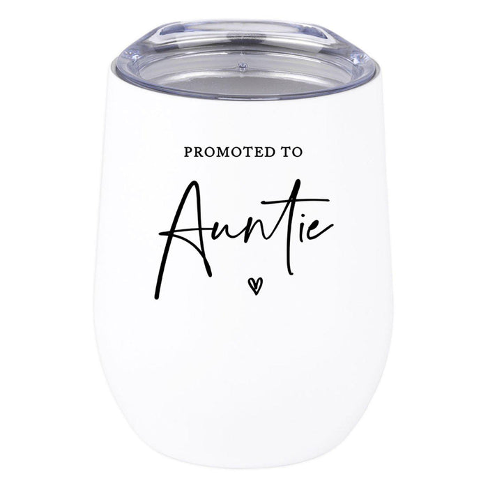 Funny Aunt Wine Tumbler with Lid 12 Oz Stemless Stainless Steel Insulated-Set of 1-Andaz Press-Aunticorn-