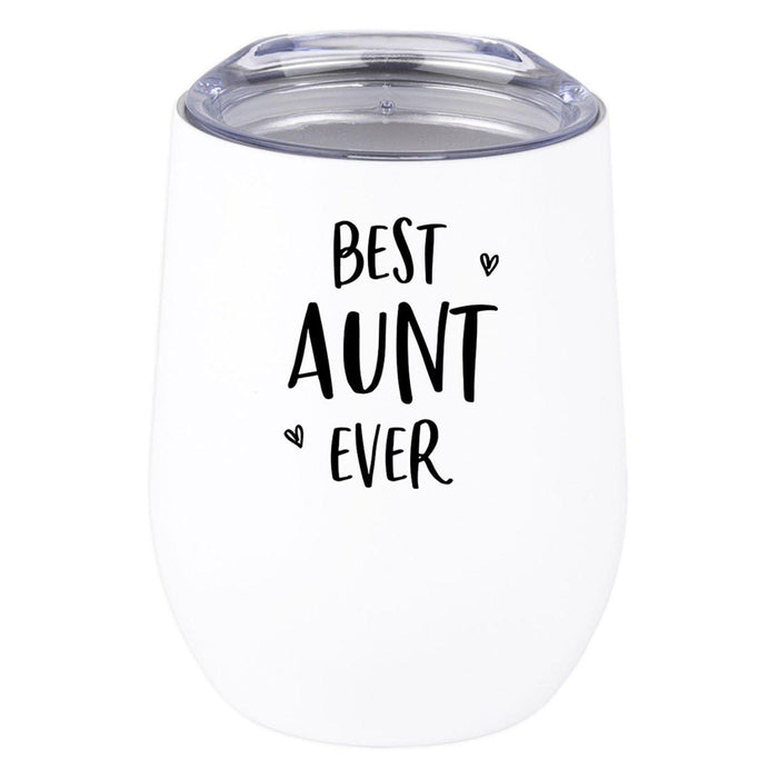 Funny Aunt Wine Tumbler with Lid 12 Oz Stemless Stainless Steel Insulated-Set of 1-Andaz Press-Aunticorn-
