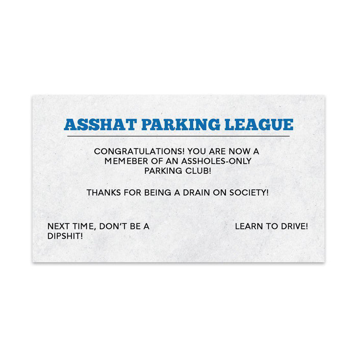 Funny Bad Parking, Prank Driving Fake Ticket Violation Gag Note-Set of 100-Andaz Press-You Park Like An Asshole-