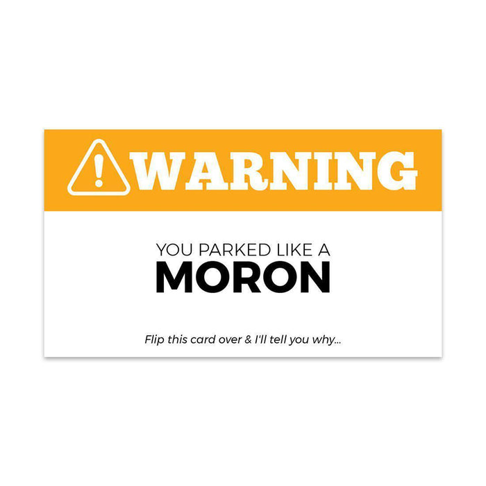 Funny Bad Parking, Prank Driving Fake Ticket Violation Gag Note-Set of 100-Andaz Press-Warning You Parked Like A Moron-