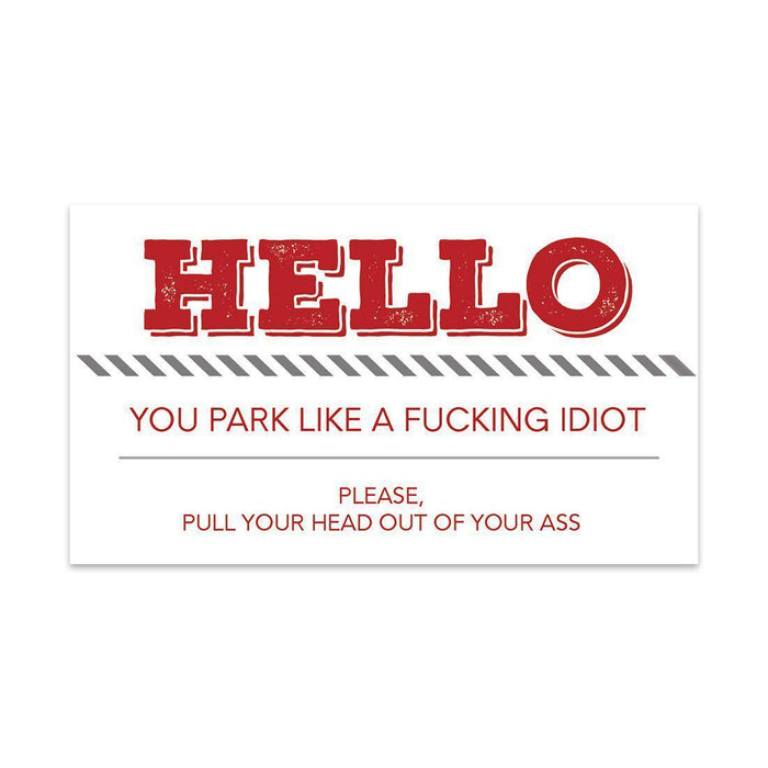 Funny Bad Parking, Prank Driving Fake Ticket Violation Gag Note-Set of 100-Andaz Press-You Park Like A Fucking Idiot-