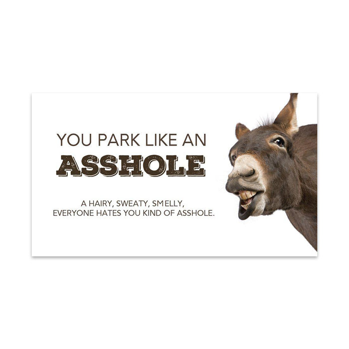 Funny Bad Parking, Prank Driving Fake Ticket Violation Gag Note-Set of 100-Andaz Press-You Park Like An Asshole Donkey Image-