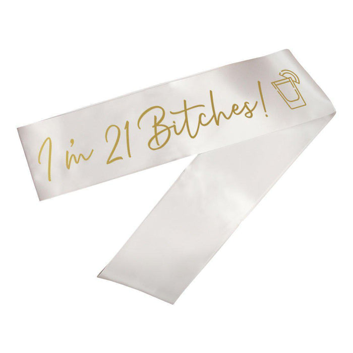 Funny Birthday Party Sashes-Set of 1-Andaz Press-21 Bitches-