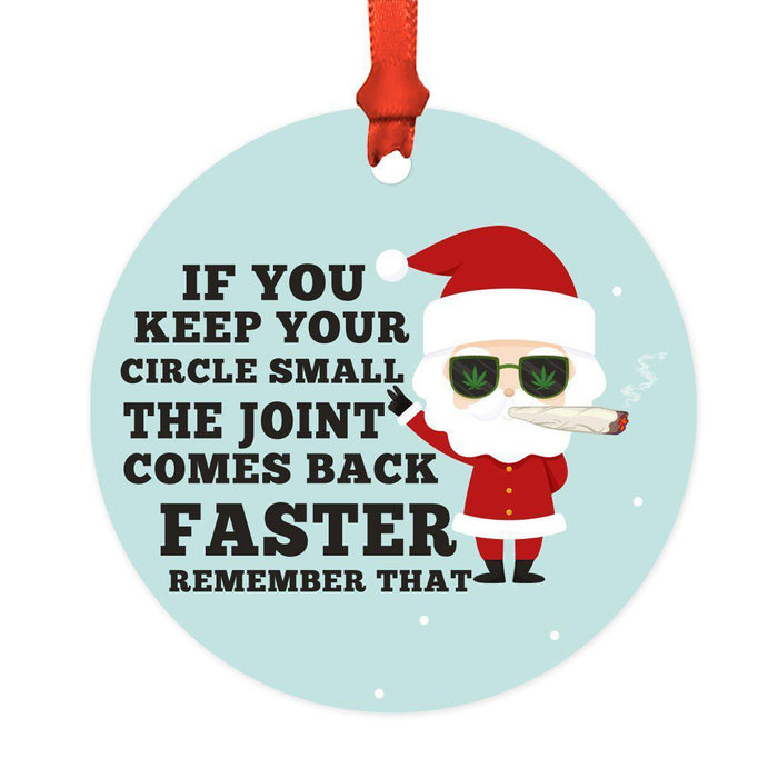 Funny Cannabis Weed Round Metal Christmas Ornament-Set of 1-Andaz Press-Alpaca-