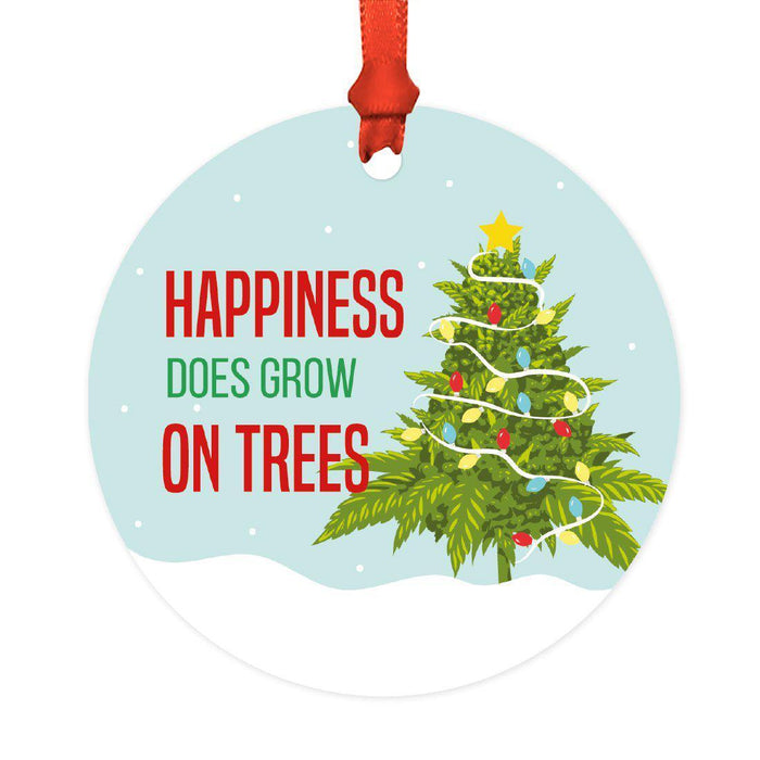 Funny Cannabis Weed Round Metal Christmas Ornament-Set of 1-Andaz Press-Alpaca-