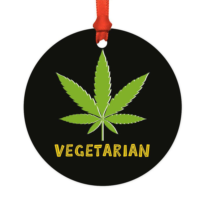 Funny Cannabis Weed Round Metal Christmas Ornament-Set of 1-Andaz Press-Alpaca-