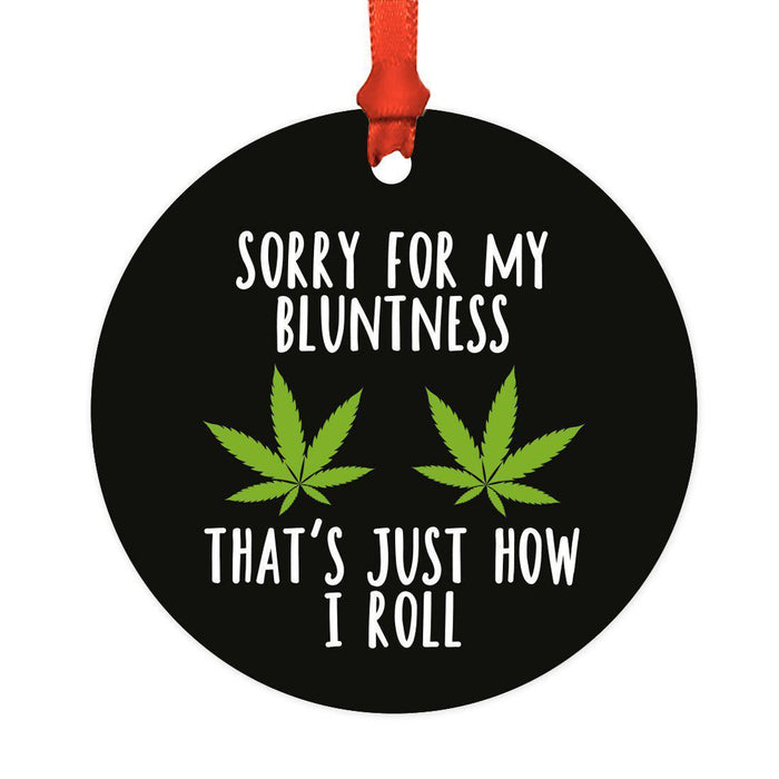 Funny Cannabis Weed Round Metal Christmas Ornament-Set of 1-Andaz Press-Alpaca-