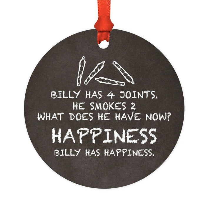 Funny Cannabis Weed Round Metal Christmas Ornament-Set of 1-Andaz Press-Alpaca-