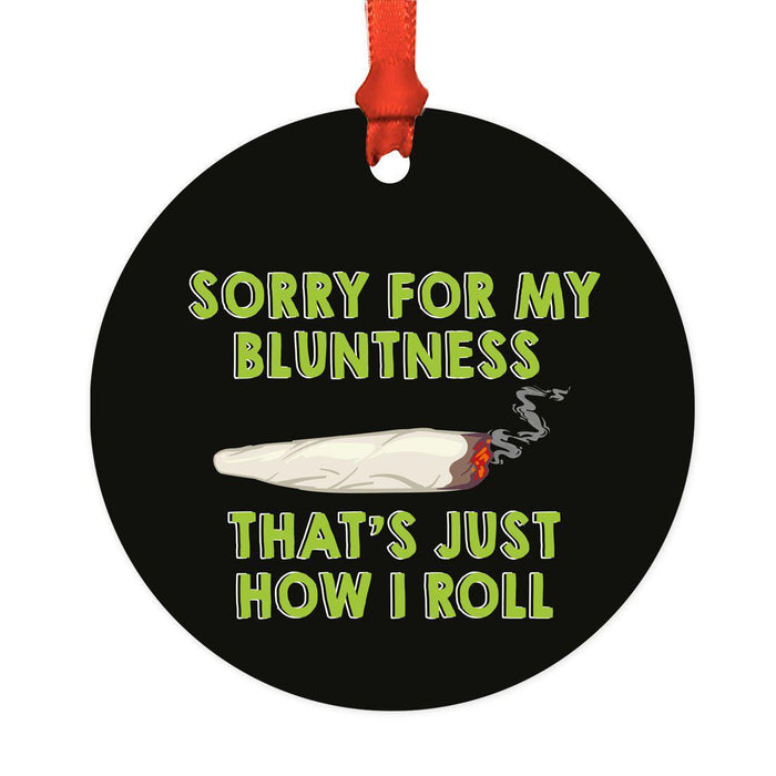 Funny Cannabis Weed Round Metal Christmas Ornament-Set of 1-Andaz Press-Alpaca-