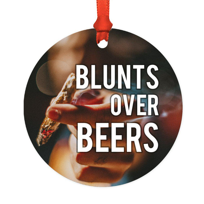 Funny Cannabis Weed Round Metal Christmas Ornament-Set of 1-Andaz Press-Beers-