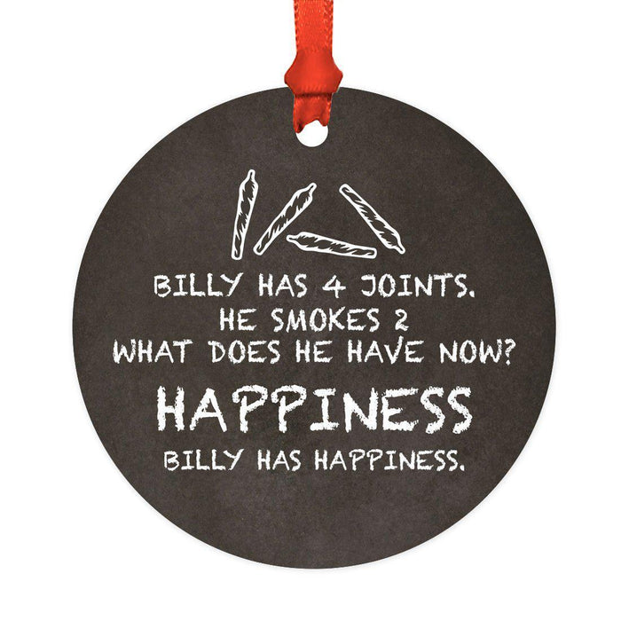 Funny Cannabis Weed Round Metal Christmas Ornament-Set of 1-Andaz Press-Billy-