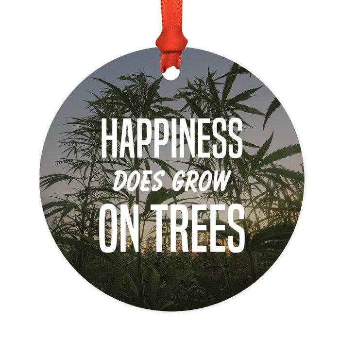 Funny Cannabis Weed Round Metal Christmas Ornament-Set of 1-Andaz Press-Trees-