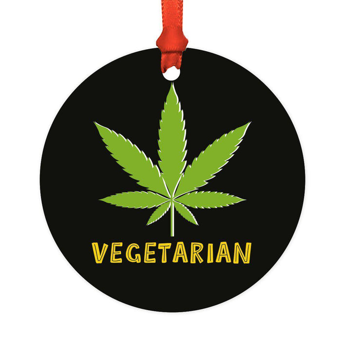 Funny Cannabis Weed Round Metal Christmas Ornament-Set of 1-Andaz Press-Vegetarian-