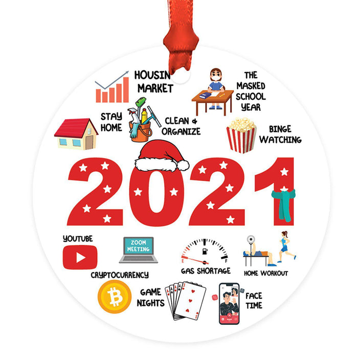 Funny Christmas Ornaments 2021 Round Metal Ornament, White Elephant Ideas-Set of 1-Andaz Press-2021-