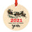 Funny Christmas Ornaments 2021 Round Metal Ornament, White Elephant Ideas-Set of 1-Andaz Press-2021 Same Crap Different Year-
