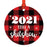 Funny Christmas Ornaments 2021 Round Metal Ornament, White Elephant Ideas-Set of 1-Andaz Press-2021 Still A Shitshow Tartan Plaid-