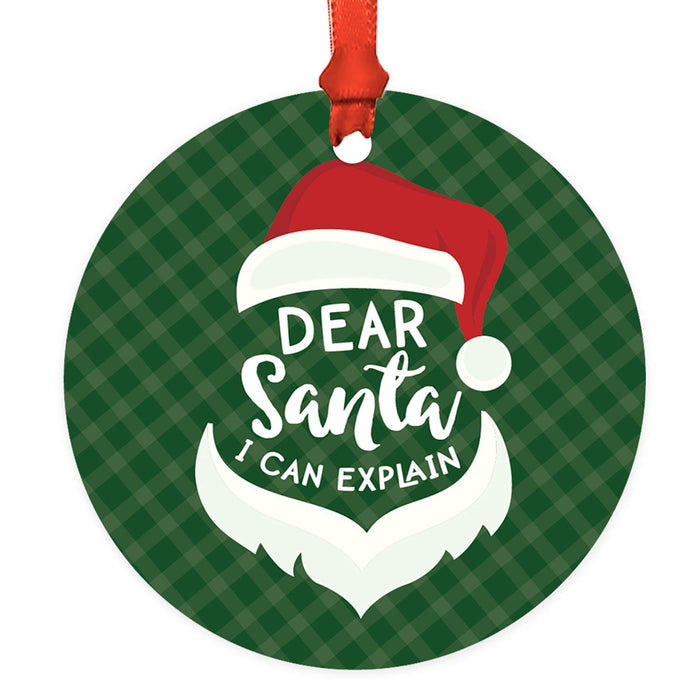 Funny Christmas Ornaments 2021 Round Metal Ornament, White Elephant Ideas-Set of 1-Andaz Press-We Survived 2021-