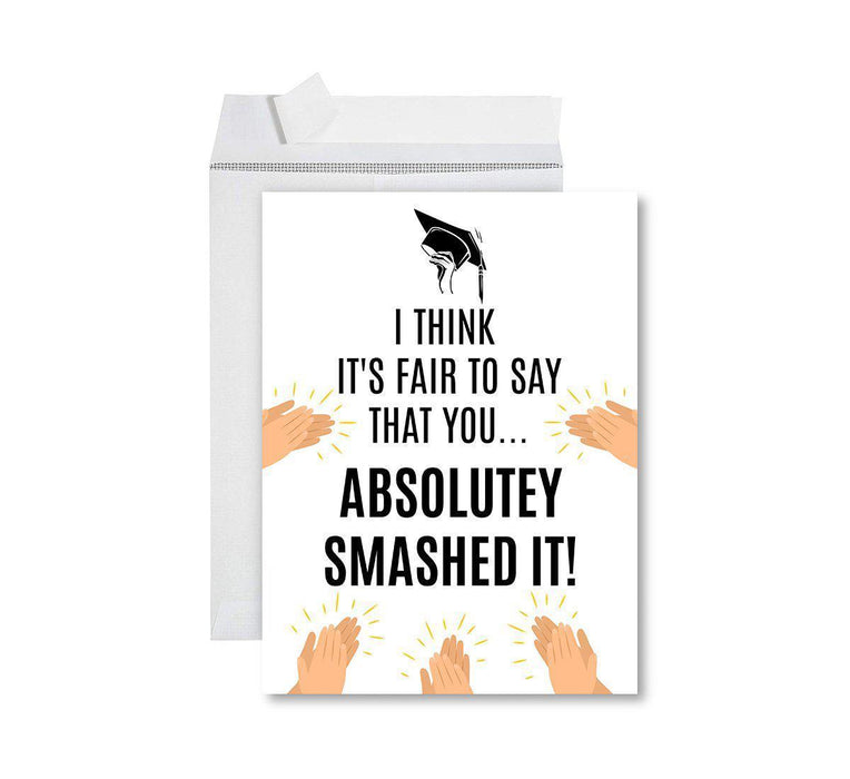 Funny Congratulations Jumbo Card With Envelope, Graduation Greeting Card for Grad Student-Set of 1-Andaz Press-Absolutely Smashed It-