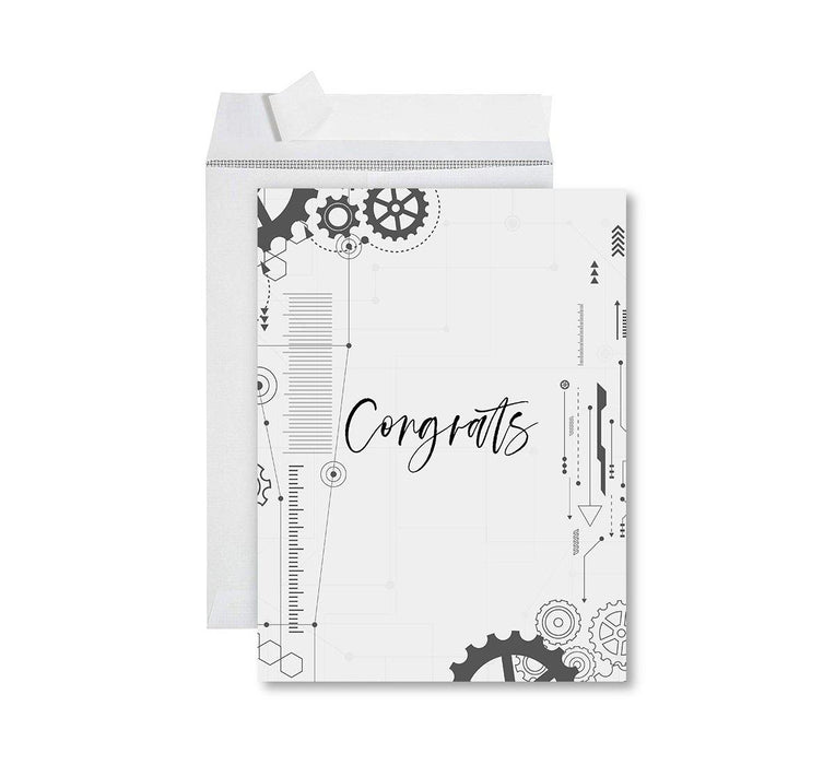 Funny Congratulations Jumbo Card With Envelope, Graduation Greeting Card for Grad Student-Set of 1-Andaz Press-Congrats Architectural Elements-