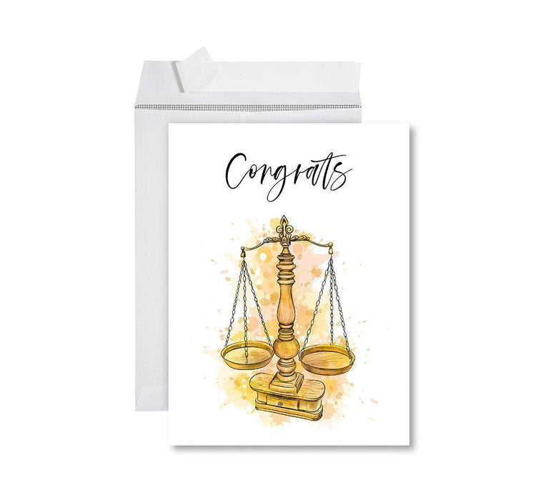 Funny Congratulations Jumbo Card With Envelope, Graduation Greeting Card for Grad Student-Set of 1-Andaz Press-Congrats Attorney & Law-