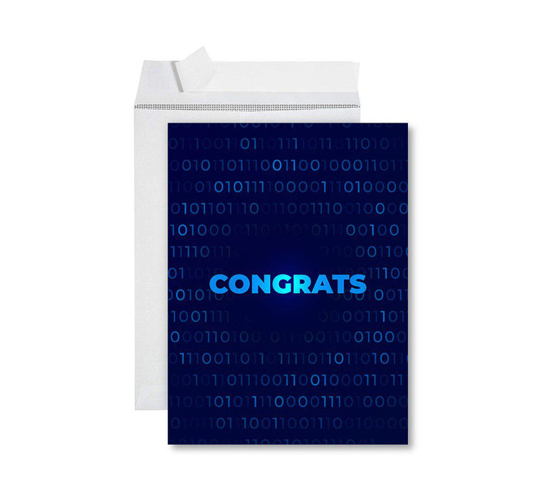 Funny Congratulations Jumbo Card With Envelope, Graduation Greeting Card for Grad Student-Set of 1-Andaz Press-Congrats Coding Design-