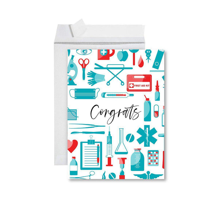 Funny Congratulations Jumbo Card With Envelope, Graduation Greeting Card for Grad Student-Set of 1-Andaz Press-Congrats HealthCare-
