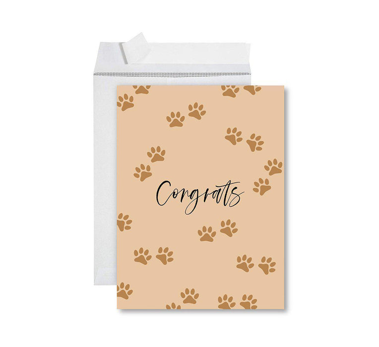Funny Congratulations Jumbo Card With Envelope, Graduation Greeting Card for Grad Student-Set of 1-Andaz Press-Congrats Paw Prints-