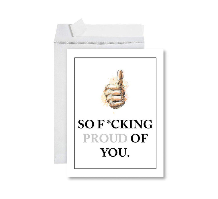 Funny Congratulations Jumbo Card With Envelope, Graduation Greeting Card for Grad Student-Set of 1-Andaz Press-F*cking Proud Of You-