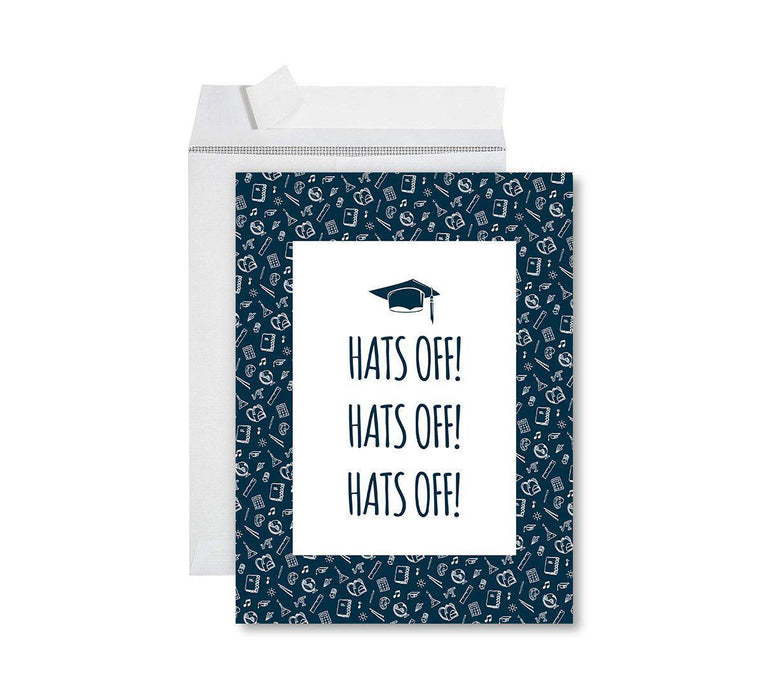 Funny Congratulations Jumbo Card With Envelope, Graduation Greeting Card for Grad Student-Set of 1-Andaz Press-Hats Off-