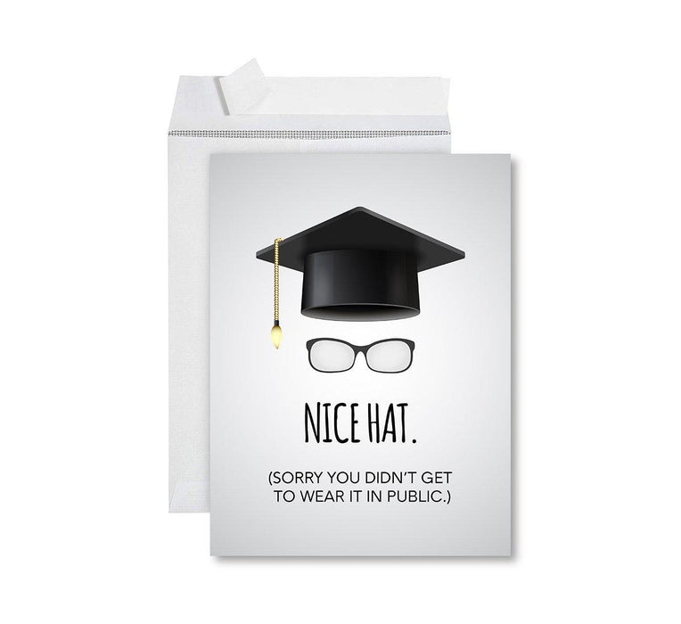 Funny Congratulations Jumbo Card With Envelope, Graduation Greeting Card for Grad Student-Set of 1-Andaz Press-Nice Hat-
