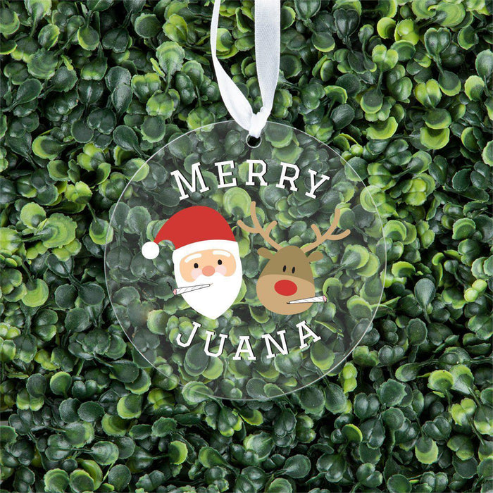 Funny Designs Round Clear Acrylic Christmas Tree Ornament Keepsake-Set of 1-Andaz Press-Juana-