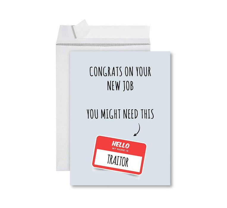 Funny Farewell Jumbo Card Blank Goodbye Greeting Card with Envelope-Set of 1-Andaz Press-New Coworkers Will Be Shit-