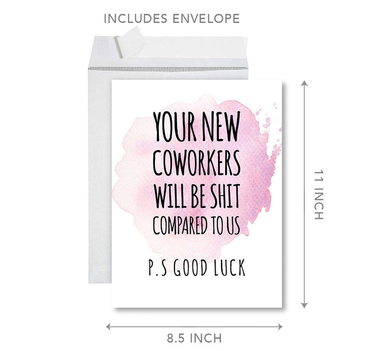 Funny Farewell Jumbo Card Blank Goodbye Greeting Card with Envelope-Set of 1-Andaz Press-New Coworkers Will Be Shit-