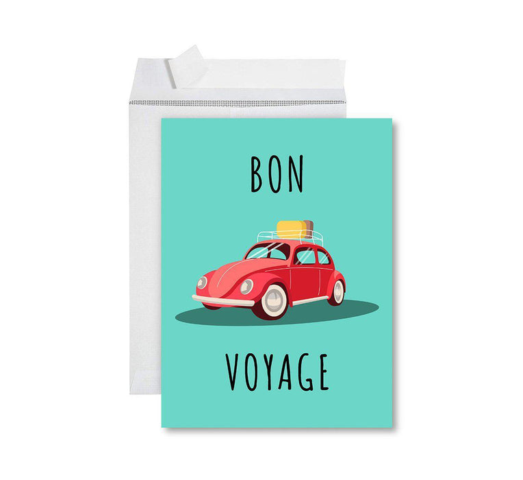 Funny Farewell Jumbo Card Blank Goodbye Greeting Card with Envelope-Set of 1-Andaz Press-Bon Voyage-