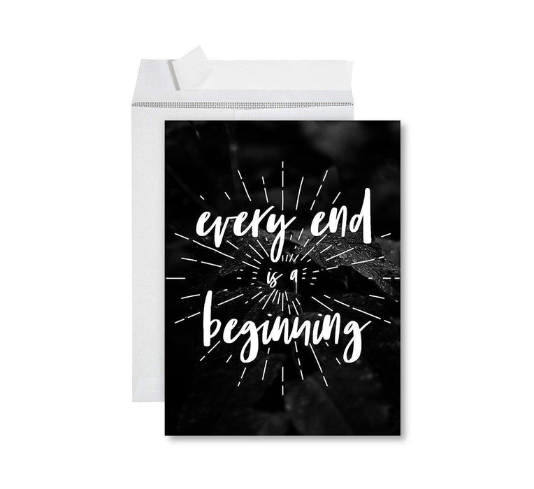Funny Farewell Jumbo Card Blank Goodbye Greeting Card with Envelope-Set of 1-Andaz Press-Every End Is A Beginning-