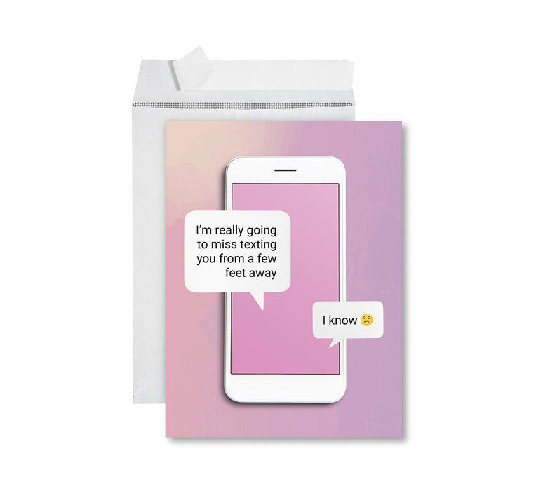 Funny Farewell Jumbo Card Blank Goodbye Greeting Card with Envelope-Set of 1-Andaz Press-Going To Miss Texting You-